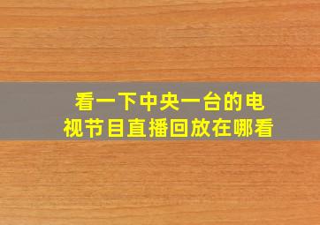 看一下中央一台的电视节目直播回放在哪看