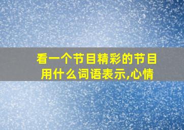 看一个节目精彩的节目用什么词语表示,心情