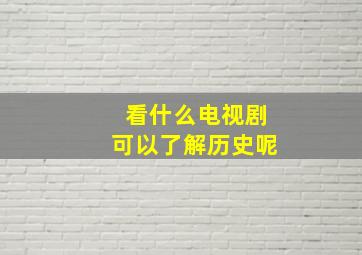 看什么电视剧可以了解历史呢