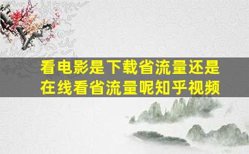 看电影是下载省流量还是在线看省流量呢知乎视频