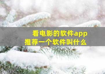 看电影的软件app推荐一个软件叫什么