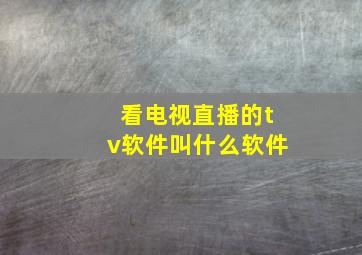 看电视直播的tv软件叫什么软件