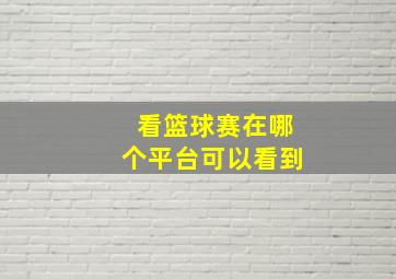 看篮球赛在哪个平台可以看到