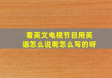 看英文电视节目用英语怎么说呢怎么写的呀