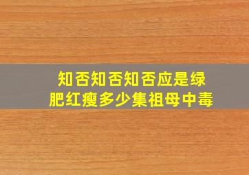 知否知否知否应是绿肥红瘦多少集祖母中毒