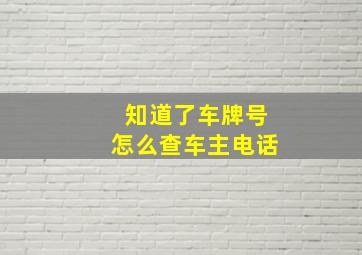 知道了车牌号怎么查车主电话