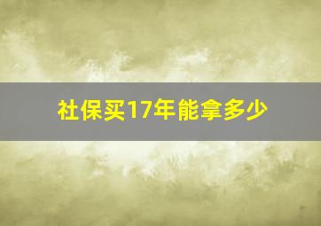 社保买17年能拿多少