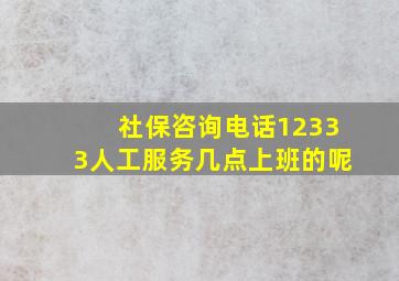 社保咨询电话12333人工服务几点上班的呢