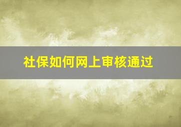 社保如何网上审核通过