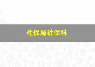 社保局社保科