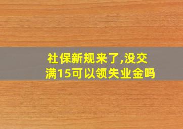 社保新规来了,没交满15可以领失业金吗