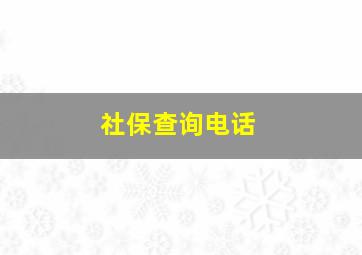 社保查询电话