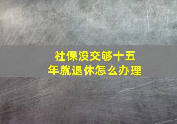 社保没交够十五年就退休怎么办理