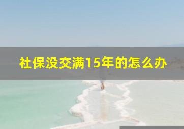 社保没交满15年的怎么办