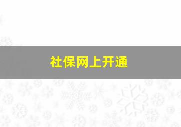 社保网上开通