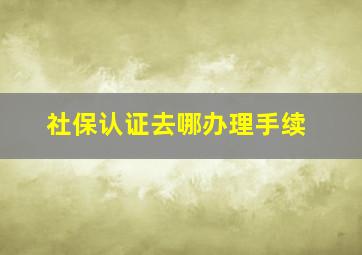 社保认证去哪办理手续