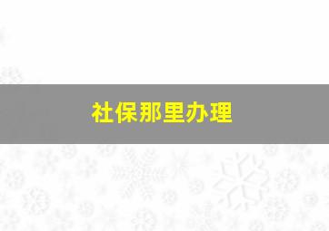 社保那里办理