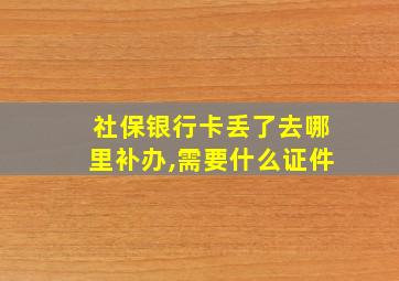 社保银行卡丢了去哪里补办,需要什么证件