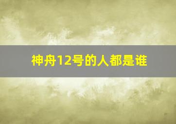 神舟12号的人都是谁