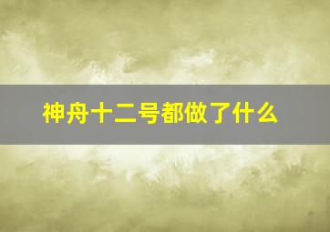 神舟十二号都做了什么