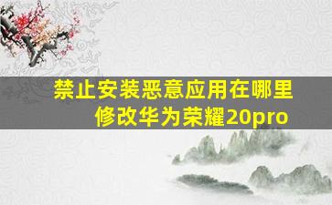 禁止安装恶意应用在哪里修改华为荣耀20pro