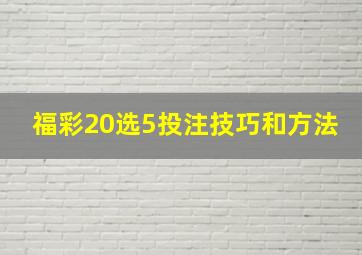 福彩20选5投注技巧和方法