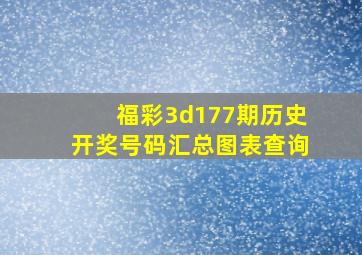 福彩3d177期历史开奖号码汇总图表查询