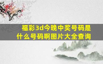 福彩3d今晚中奖号码是什么号码啊图片大全查询