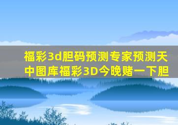 福彩3d胆码预测专家预测天中图库福彩3D今晚赌一下胆