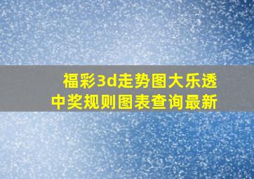 福彩3d走势图大乐透中奖规则图表查询最新