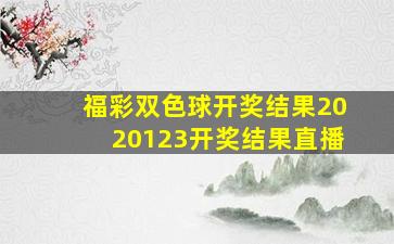 福彩双色球开奖结果2020123开奖结果直播