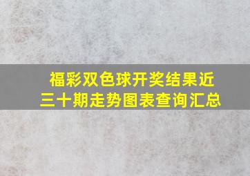 福彩双色球开奖结果近三十期走势图表查询汇总