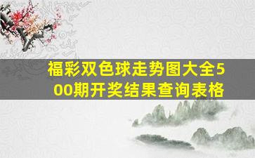 福彩双色球走势图大全500期开奖结果查询表格