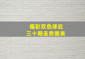 福彩双色球近三十期走势图表