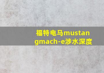 福特电马mustangmach-e涉水深度