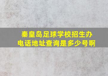 秦皇岛足球学校招生办电话地址查询是多少号啊