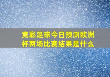 竞彩足球今日预测欧洲杯两场比赛结果是什么