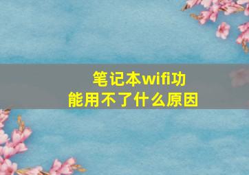 笔记本wifi功能用不了什么原因