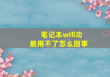 笔记本wifi功能用不了怎么回事