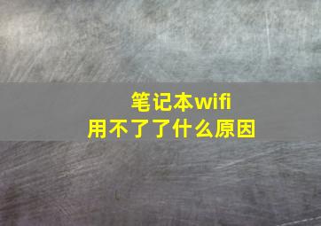 笔记本wifi用不了了什么原因