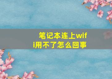 笔记本连上wifi用不了怎么回事