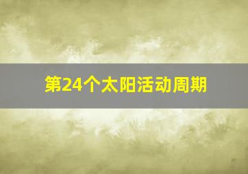 第24个太阳活动周期