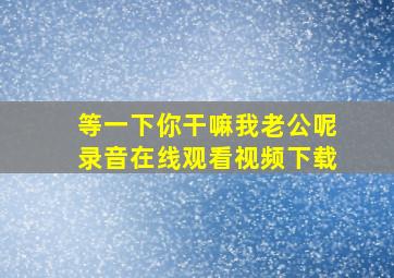 等一下你干嘛我老公呢录音在线观看视频下载