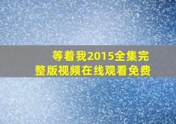 等着我2015全集完整版视频在线观看免费