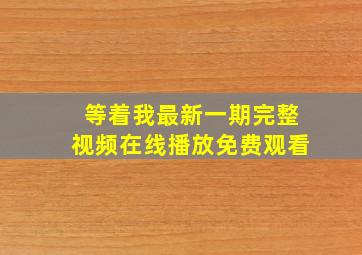 等着我最新一期完整视频在线播放免费观看