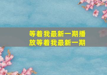 等着我最新一期播放等着我最新一期