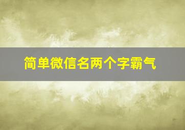 简单微信名两个字霸气