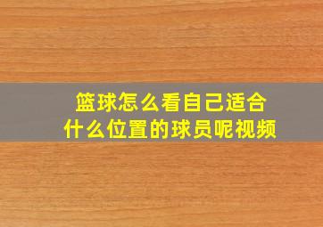 篮球怎么看自己适合什么位置的球员呢视频