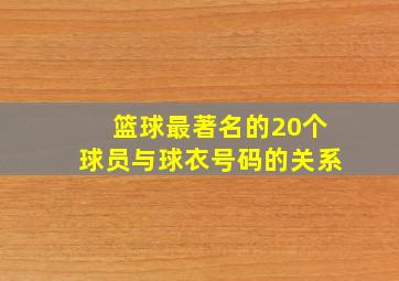 篮球最著名的20个球员与球衣号码的关系