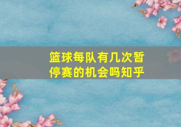 篮球每队有几次暂停赛的机会吗知乎